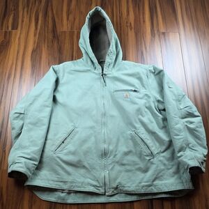 Carhartt Sierra Jacket 104292-G30 Sea Glass Teal Hooded Sherpa Lined Size 3XL